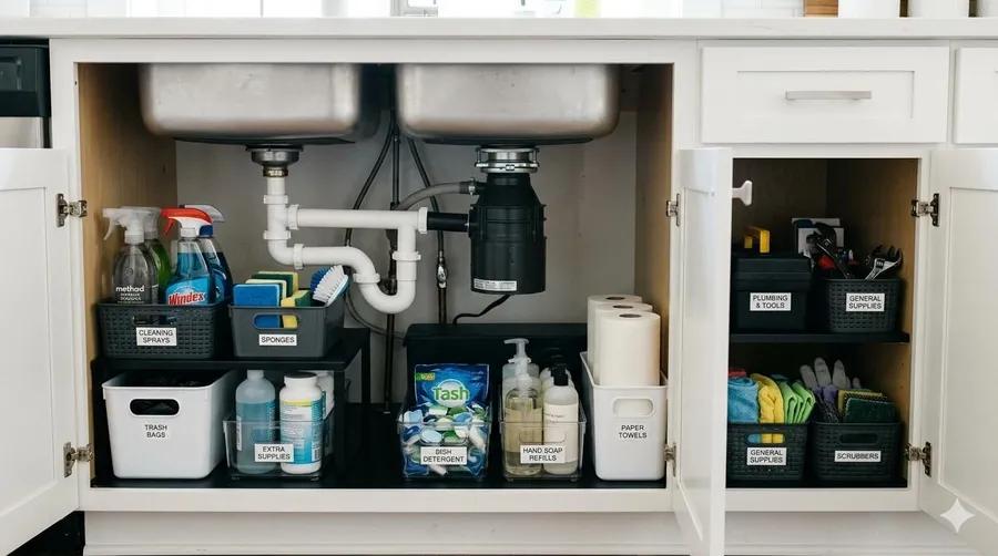 How to Organize the Plumbing Space Under Your Kitchen Sink