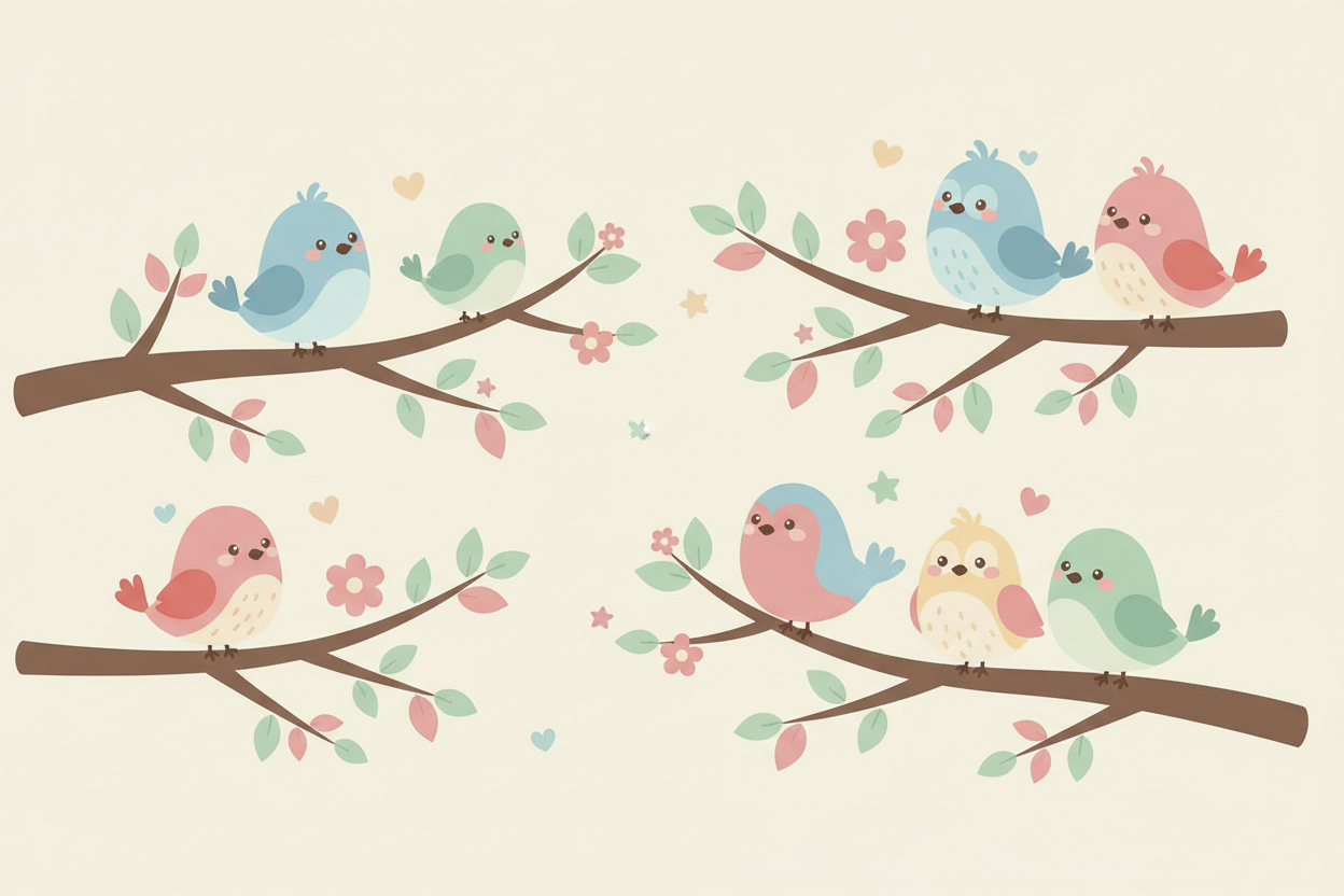 Birds and branches wall art stickers