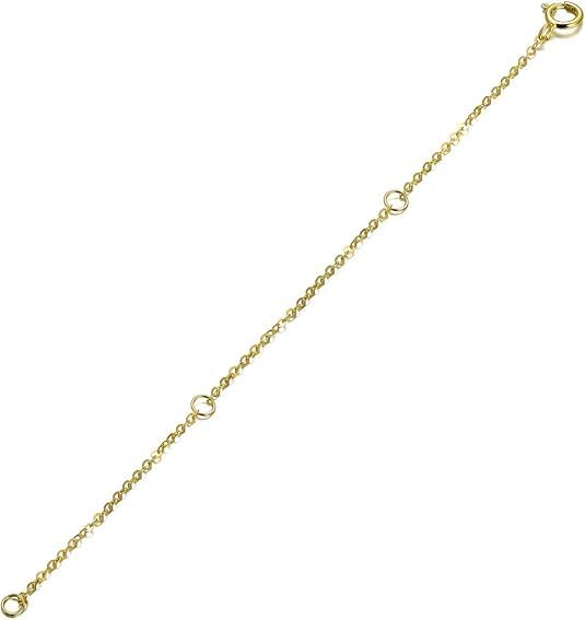 14K Gold Chain Extender for Women, Yellow Gold/White Gold/Rose Gold Adjustable Gold Necklace Anklet EXtension Chain, Available in 2/3/4 Inch