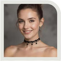 Choker Necklace for Women, Black Necklace Lace Choker for Women Lace Collar Choker with Beaded Pendant, 2.36" Adjustable Necklace Extender