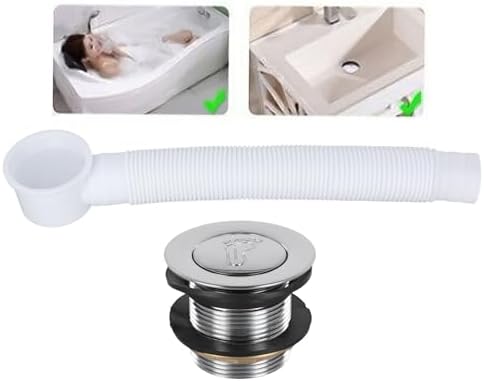 Bathtub Waste Set with Siphon Overflow Drain, Brass and Plastic Tub Drains - Image 5