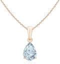 Angara Natural Aquamarine Solitaire Pendant for Women | Pear-Shaped Aquamarine Solitaire Pendant in 14K Solid Gold/Silver/Platinum With 18" Chain | March Birthday, Gemstone Jewelry Gift