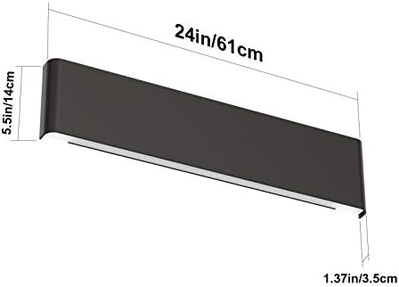 Aipsun 24in/20W LED Matte Black Modern Vanity Light Matte Black Wall Light Up - Image 6