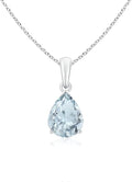 Angara Natural Aquamarine Solitaire Pendant for Women | Pear-Shaped Aquamarine Solitaire Pendant in 14K Solid Gold/Silver/Platinum With 18" Chain | March Birthday, Gemstone Jewelry Gift