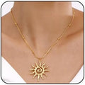 PINK TOWN Sun Necklace for Women Vintage Bohemian Spiral Sun Pendant Necklace Unique Gold Statement Sun Necklace Boho Style Jewelry