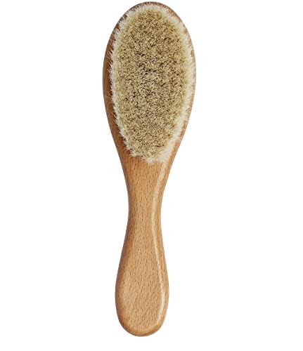 Baby Hair Brush with Wooden Handle, for Newborns & Toddlers-Natural Soft Goat Bristles-Ideal-Perfect Baby Registry Gift