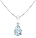 Angara Natural Aquamarine Solitaire Pendant for Women | Pear-Shaped Aquamarine Solitaire Pendant in 14K Solid Gold/Silver/Platinum With 18" Chain | March Birthday, Gemstone Jewelry Gift