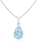 Angara Natural Aquamarine Solitaire Pendant for Women | Pear-Shaped Aquamarine Solitaire Pendant in 14K Solid Gold/Silver/Platinum With 18" Chain | March Birthday, Gemstone Jewelry Gift