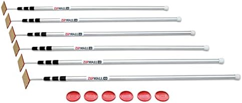 ZIPWALL SLP6 12 Foot Spring Loaded Dust Barrier Poles and ZIPWALL HDAZ12 Heavy - Image 2