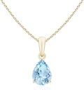 Angara Natural Aquamarine Solitaire Pendant for Women | Pear-Shaped Aquamarine Solitaire Pendant in 14K Solid Gold/Silver/Platinum With 18" Chain | March Birthday, Gemstone Jewelry Gift