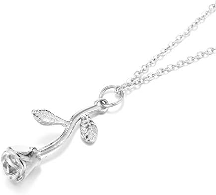 ONLYJUMP Rose Alloy Necklace for Women Heart Pendant Copper Zircon Light Luxury Fashion Jewelry Dainty Romantic Statement Necklace for Daily Wear Ideal Valentine's Day Anniversary Birthday Gift