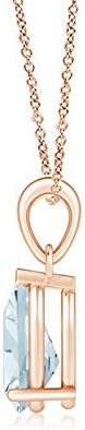 Angara Natural Aquamarine Solitaire Pendant for Women | Pear-Shaped Aquamarine Solitaire Pendant in 14K Solid Gold/Silver/Platinum With 18" Chain | March Birthday, Gemstone Jewelry Gift