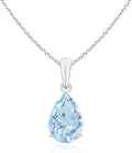 Angara Natural Aquamarine Solitaire Pendant for Women | Pear-Shaped Aquamarine Solitaire Pendant in 14K Solid Gold/Silver/Platinum With 18" Chain | March Birthday, Gemstone Jewelry Gift