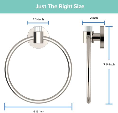 Gatco 5722 Clarion Towel Ring, Polished Nickel, Wall-Mounted Bathroom Hand - Image 3