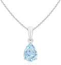 Angara Natural Aquamarine Solitaire Pendant for Women | Pear-Shaped Aquamarine Solitaire Pendant in 14K Solid Gold/Silver/Platinum With 18" Chain | March Birthday, Gemstone Jewelry Gift