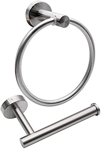 2pcs Brushed Nickel Toilet Paper Holder and Towel Ring Set, Stainless Steel by Mdvora