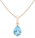 Angara Natural Aquamarine Solitaire Pendant for Women | Pear-Shaped Aquamarine Solitaire Pendant in 14K Solid Gold/Silver/Platinum With 18" Chain | March Birthday, Gemstone Jewelry Gift