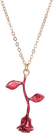 ONLYJUMP Rose Alloy Necklace for Women Heart Pendant Copper Zircon Light Luxury Fashion Jewelry Dainty Romantic Statement Necklace for Daily Wear Ideal Valentine's Day Anniversary Birthday Gift
