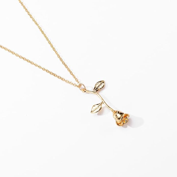 ONLYJUMP Rose Alloy Necklace for Women Heart Pendant Copper Zircon Light Luxury Fashion Jewelry Dainty Romantic Statement Necklace for Daily Wear Ideal Valentine's Day Anniversary Birthday Gift