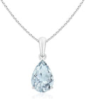Angara Natural Aquamarine Solitaire Pendant for Women | Pear-Shaped Aquamarine Solitaire Pendant in 14K Solid Gold/Silver/Platinum With 18" Chain | March Birthday, Gemstone Jewelry Gift