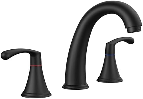 FORIOUS Bathroom Sink Faucet 3 Hole Widespread 8 Inch 2 Handle Matte Black by FORIOUS