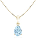Angara Natural Aquamarine Solitaire Pendant for Women | Pear-Shaped Aquamarine Solitaire Pendant in 14K Solid Gold/Silver/Platinum With 18" Chain | March Birthday, Gemstone Jewelry Gift