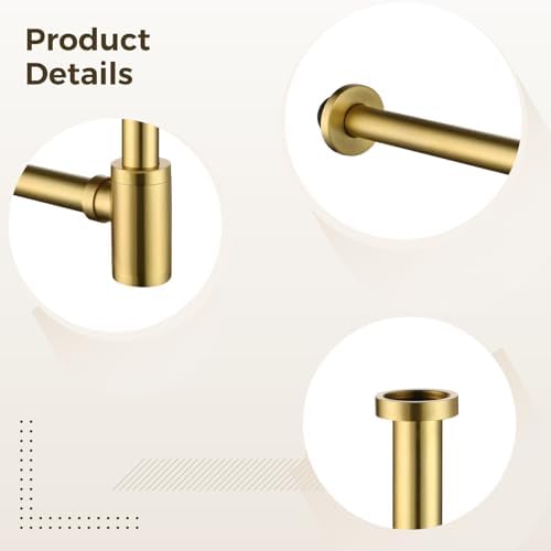 Bathroom Basin Sink Bottle Trap, Brushed Gold 304 Stainless Steel G1-1/4 Inch - Image 5