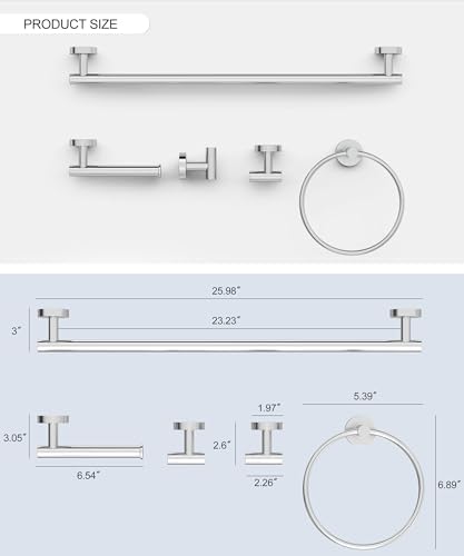 5 Pcs Chrome Bathroom Hardware Accessories Set SUS304 Stainless Steel - Image 6