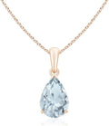 Angara Natural Aquamarine Solitaire Pendant for Women | Pear-Shaped Aquamarine Solitaire Pendant in 14K Solid Gold/Silver/Platinum With 18" Chain | March Birthday, Gemstone Jewelry Gift