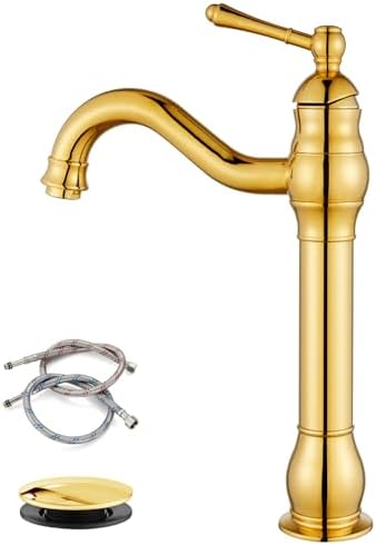 gotonovo Vintage Bathroom Vessel Sink Faucet, Polish Gold, by HOME
