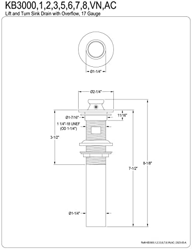 Kingston Brass KB3005 Fauceture Lift and Turn Sink Drain, Oil Rubbed Bronze - Image 3