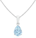 Angara Natural Aquamarine Solitaire Pendant for Women | Pear-Shaped Aquamarine Solitaire Pendant in 14K Solid Gold/Silver/Platinum With 18" Chain | March Birthday, Gemstone Jewelry Gift