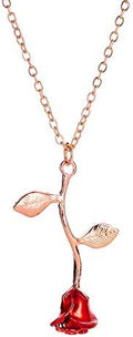 ONLYJUMP Rose Alloy Necklace for Women Heart Pendant Copper Zircon Light Luxury Fashion Jewelry Dainty Romantic Statement Necklace for Daily Wear Ideal Valentine's Day Anniversary Birthday Gift