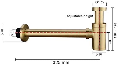 Brass Round Bottle P Trap, Basin Sink Waste Trap Drain Tube Kit Adjustable - Image 7