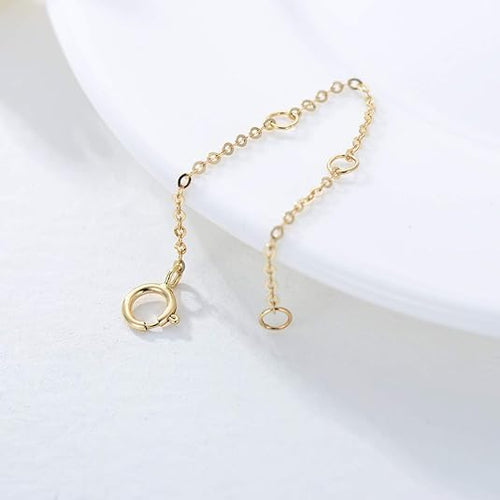 14K Gold Chain Extender for Women, Yellow Gold/White Gold/Rose Gold Adjustable Gold Necklace Anklet EXtension Chain, Available in 2/3/4 Inch