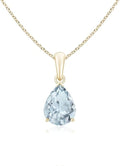Angara Natural Aquamarine Solitaire Pendant for Women | Pear-Shaped Aquamarine Solitaire Pendant in 14K Solid Gold/Silver/Platinum With 18" Chain | March Birthday, Gemstone Jewelry Gift