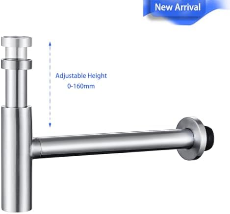Brushed Nickel Bottle P Trap Brass Round 1 1/4 Inch Decorative P-Trap, Lavatory - Image 2
