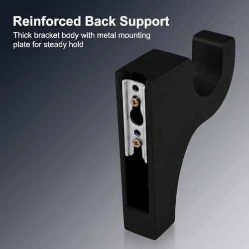 6 Pack Black Curtain Hooks for Wall, Wooden Shower Rod Holder - Image 4