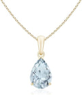 Angara Natural Aquamarine Solitaire Pendant for Women | Pear-Shaped Aquamarine Solitaire Pendant in 14K Solid Gold/Silver/Platinum With 18" Chain | March Birthday, Gemstone Jewelry Gift