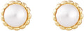 Brass Simulated Pearl Flower Stud Earrings