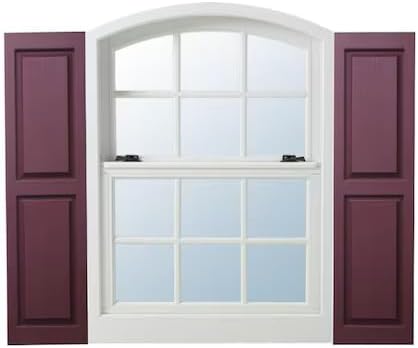 Homeside Raised Panel Vinyl Shutter 1 Pair 14-1/2in. x 39in. 090 Bordeaux - Image 2