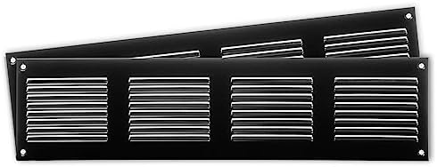 Repa Market 2-Pack Air Vent Cover 16x4 Inch Black Galvanized Steel Louvered by RepaMarket