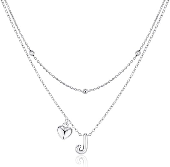adoyi Valentines Day Gifts for Women Hers Dainty 14K Gold Plated Heart Initial Necklaces Layered Letter A-Z Pendant Necklace Stack Trendy Jewelry Birthday Valentines Day Gifts for Women Jewelry