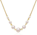 Pearl Alloy Necklace Gold Necklace Round Pearl Necklace Statement Necklace Women’s Jewelry Necklace Chain Pearl Necklaces for Women Gifts for Women Pearl Jewelry – 20.2"+2.7"