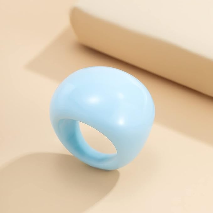 Rrdaily Cute Resin Ring for Women, Chunky Acrylic Plastic Rings Simple Aesthetic Jewelry Christmas Birthday Gifts