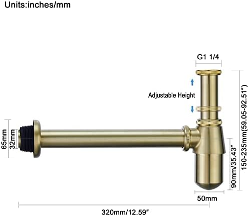 Bathroom Basin Sink Bottle Trap Waste Pipe 1-1/4 inch Slip Inlet Drain Tube Kit - Image 5