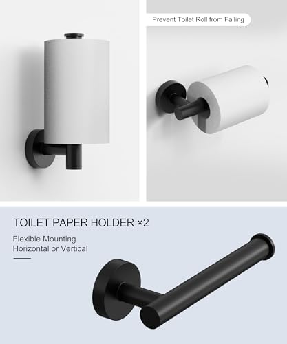 12 Pcs Matte Black Bathroom Hardware Accessories Set SUS304 Stainless Steel - Image 4