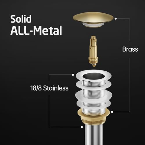 KES Bathroom Pop Up Sink Drain Without Overflow, 2 Pack Polished Chrome - Image 2