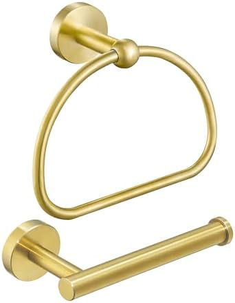 Leyden Toilet Paper Holder Towel Ring Brushed Gold Bathroom Hardware Hand Towel by Leyden
