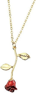 ONLYJUMP Rose Alloy Necklace for Women Heart Pendant Copper Zircon Light Luxury Fashion Jewelry Dainty Romantic Statement Necklace for Daily Wear Ideal Valentine's Day Anniversary Birthday Gift